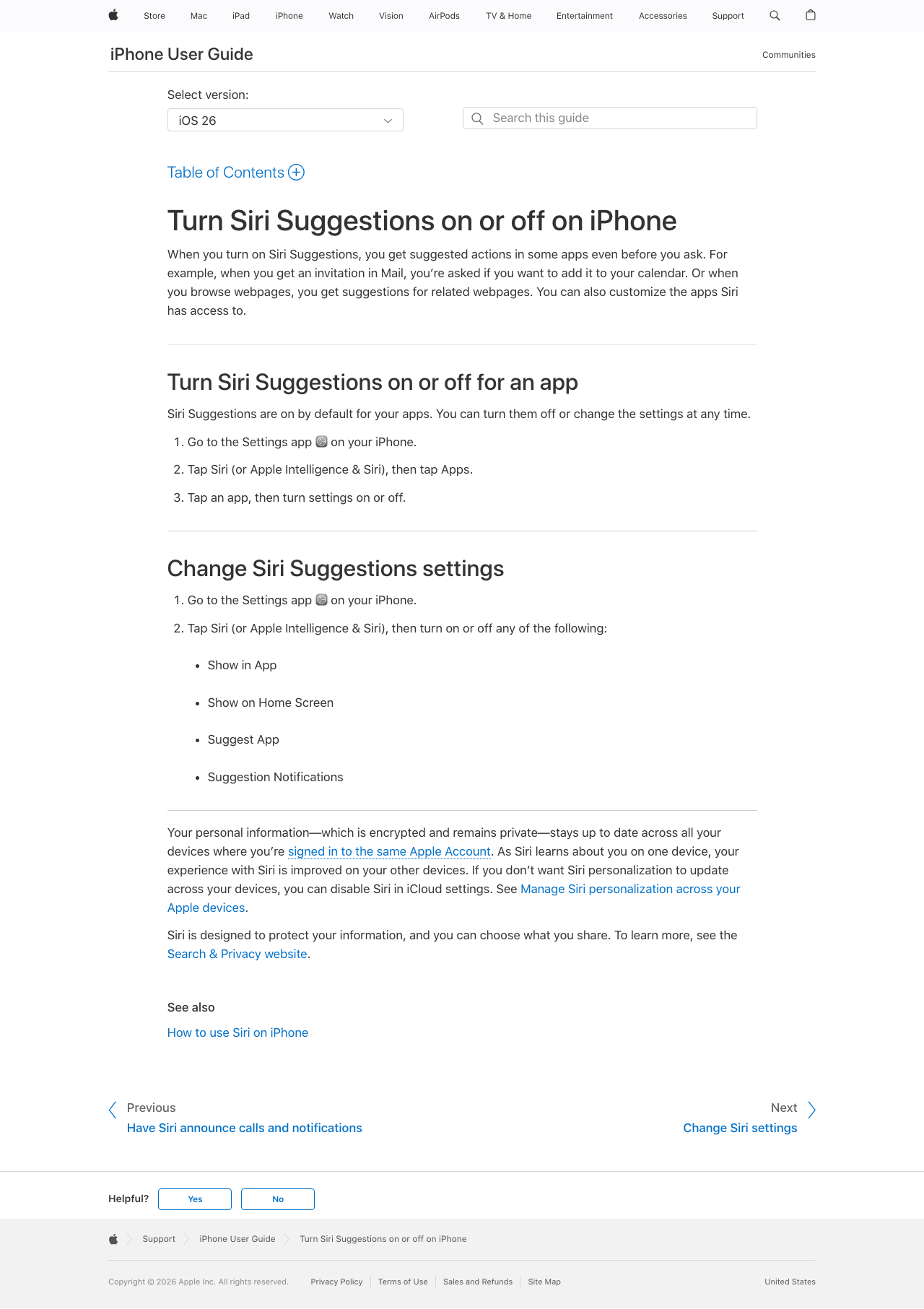 Apple Siri Suggestions